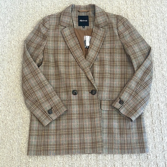 Madewell Caldwell Double-Breasted Oversized Blazer Plaid - Size Medium - Picture 5 of 11
